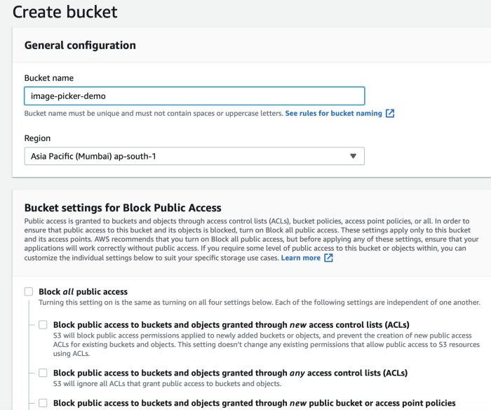 bucket creation
